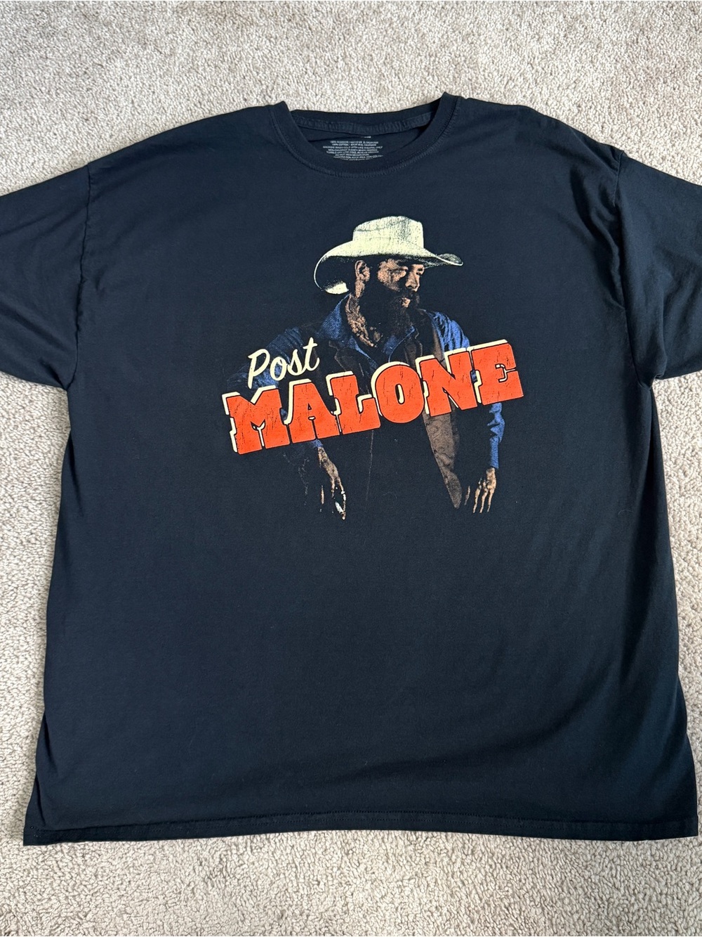 Post Malone Posty Co Cowboy Graphic T Shirt Black Western Country Tee XXL 25”